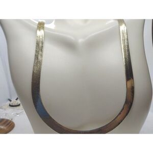 18kt stamped gold Bonded Thick herringbone chain necklace masculine or feminine
